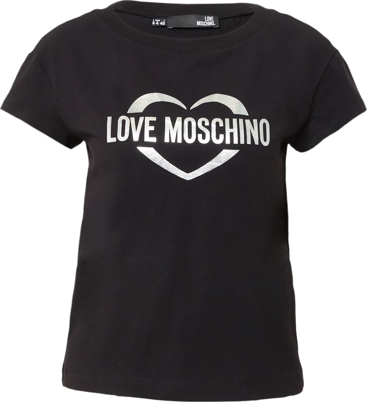 Love Moschino Tričko 'MAGLIETTA' černá / stříbrná