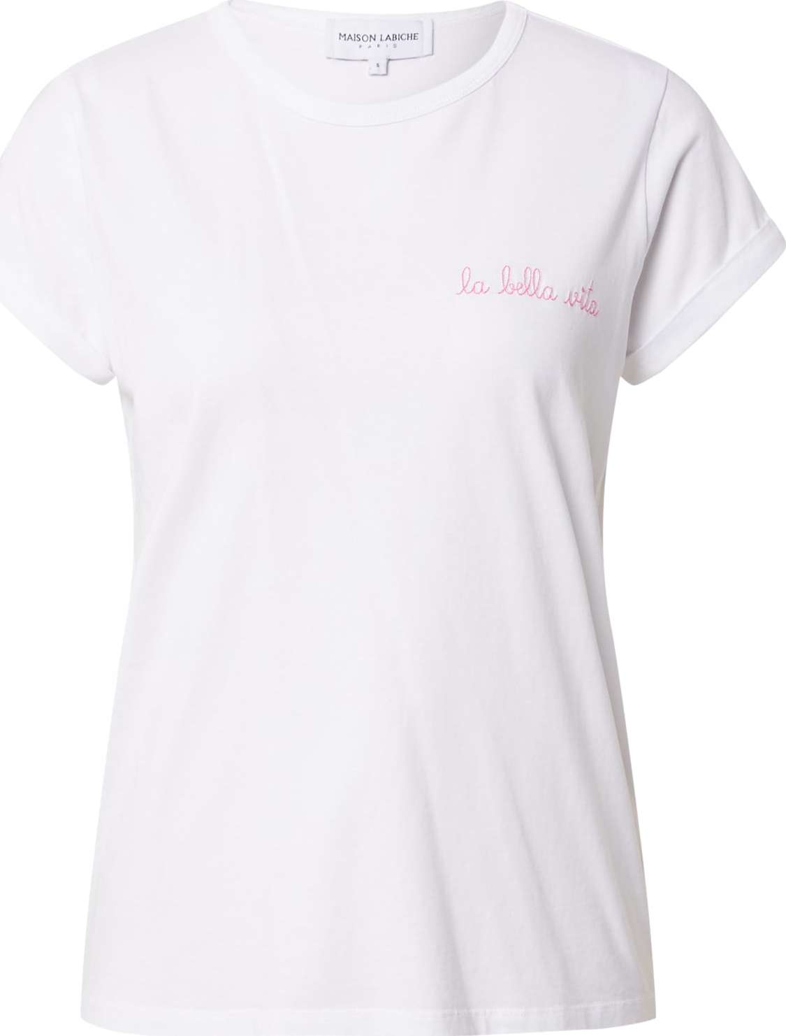 Maison Labiche Tričko 'LA BELLA VITA' růžová / bílá