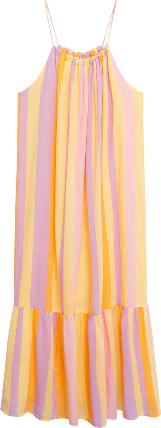MANGO Letní šaty 'Niza' medová / světle žlutá / světle fialová / světle růžová