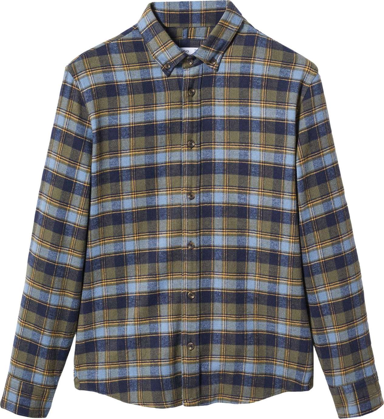 MANGO MAN Košile 'Callas' světlemodrá / zlatě žlutá / khaki / olivová