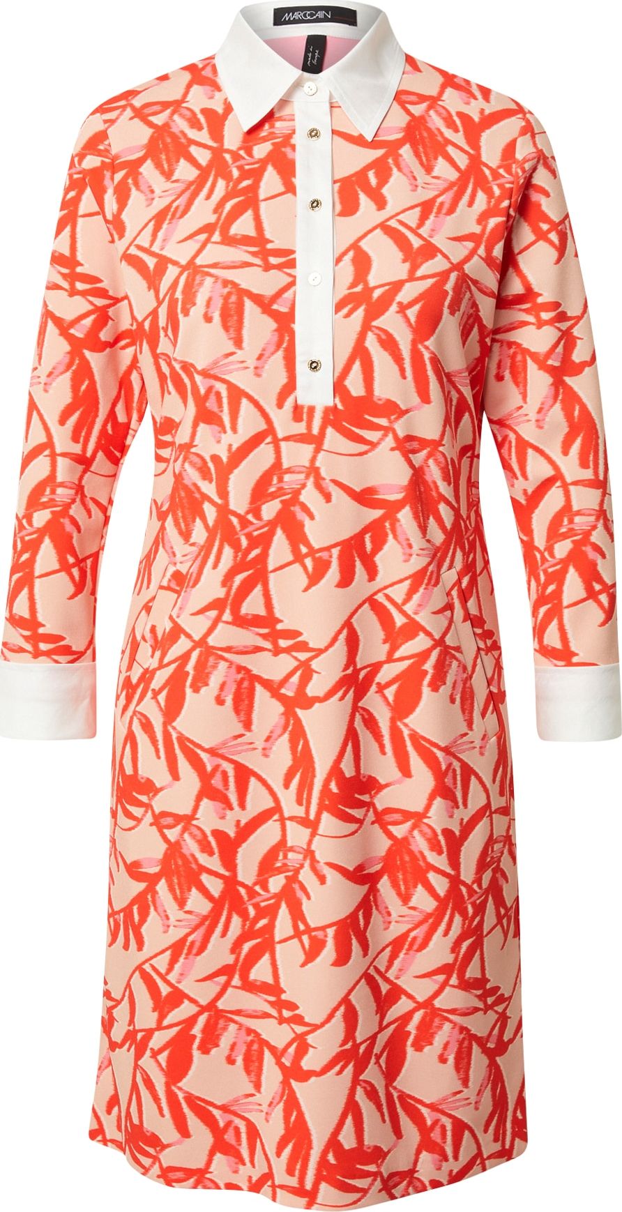 Marc Cain Košilové šaty světle hnědá / tmavě oranžová / růžová / bílá