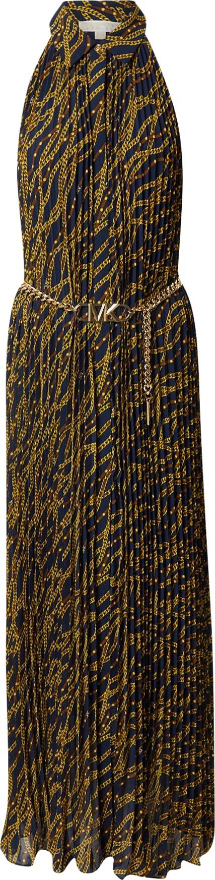 MICHAEL Michael Kors Košilové šaty noční modrá / hnědá / zlatá