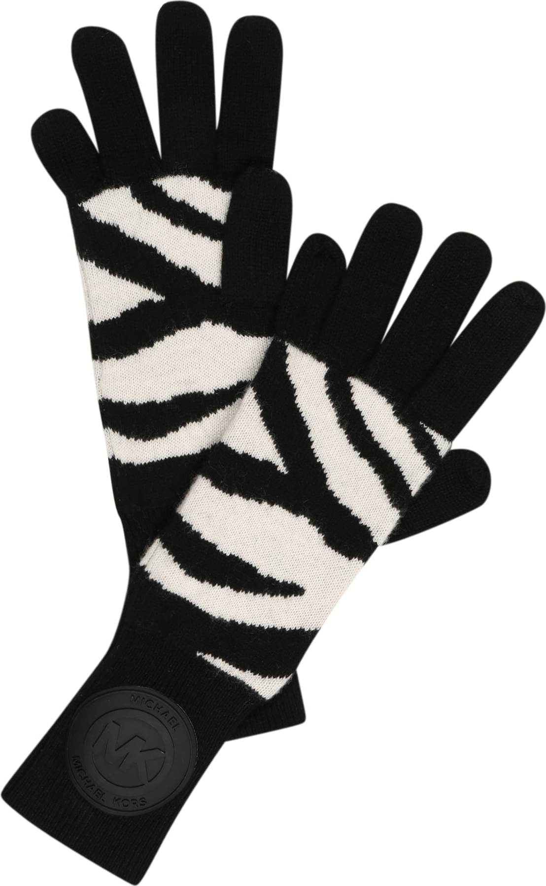 MICHAEL Michael Kors Prstové rukavice černá / offwhite