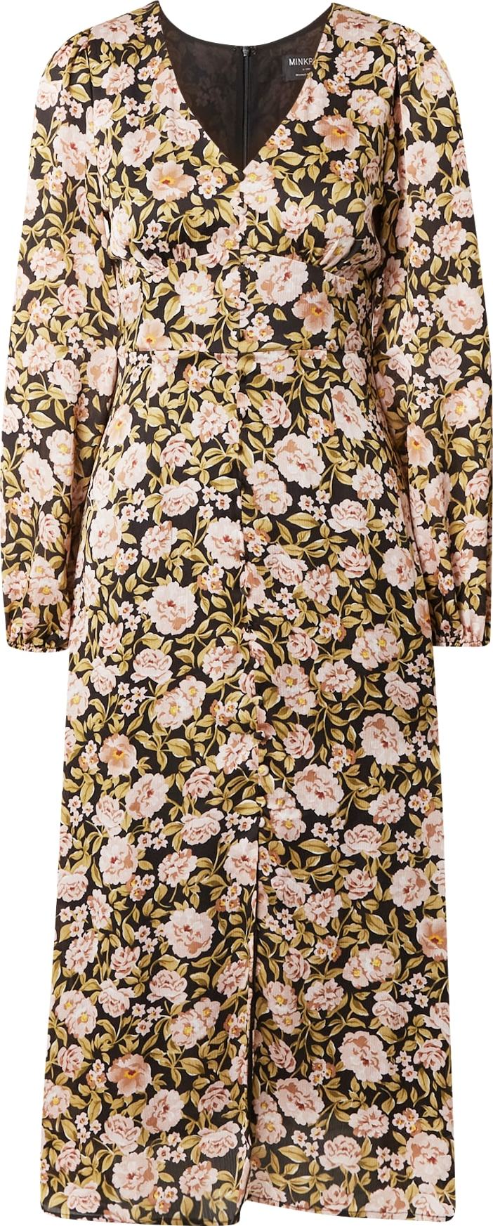 MINKPINK Šaty 'ELIZA' olivová / rákos / pudrová / černá