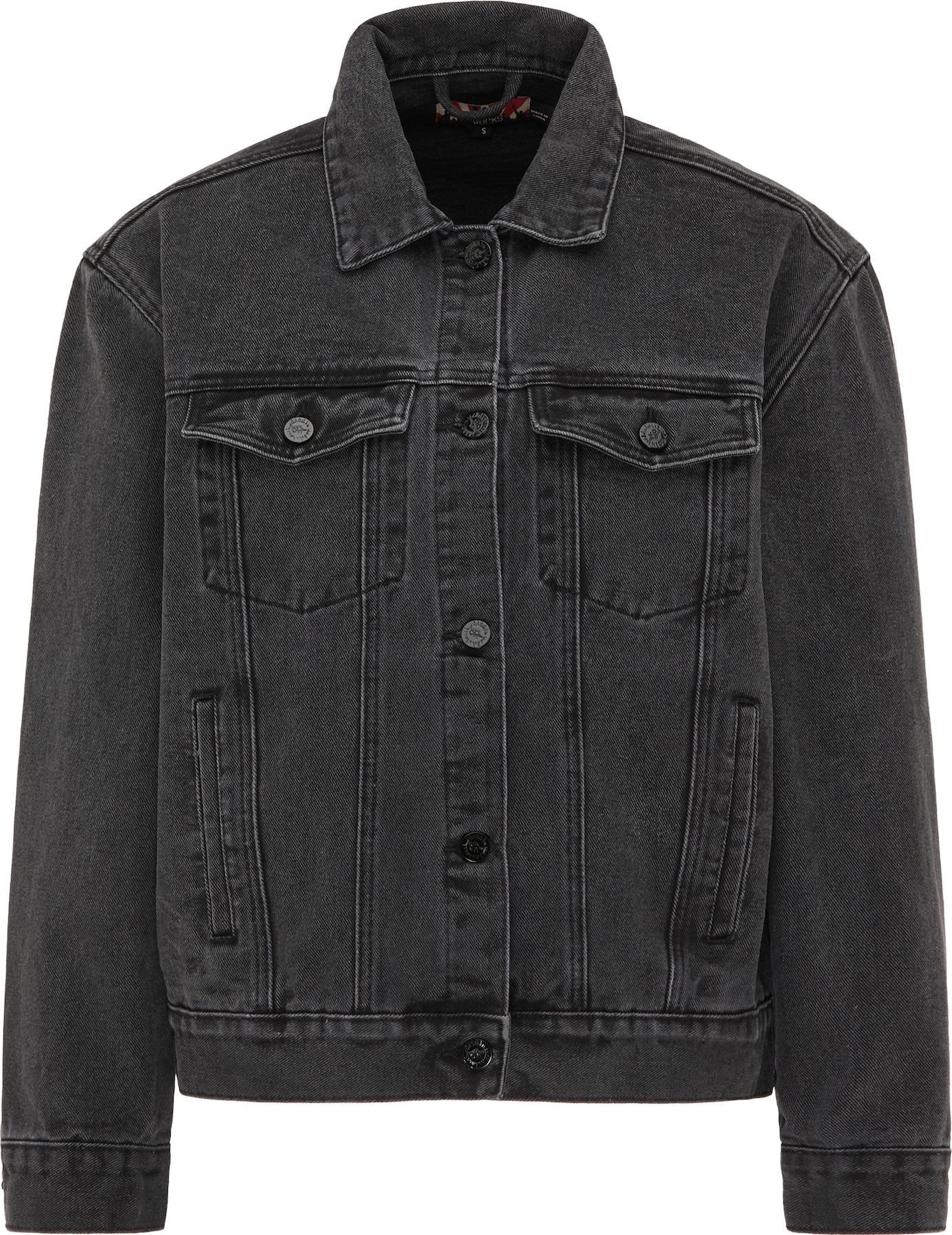 myMo ROCKS Přechodná bunda černá džínovina / bílá