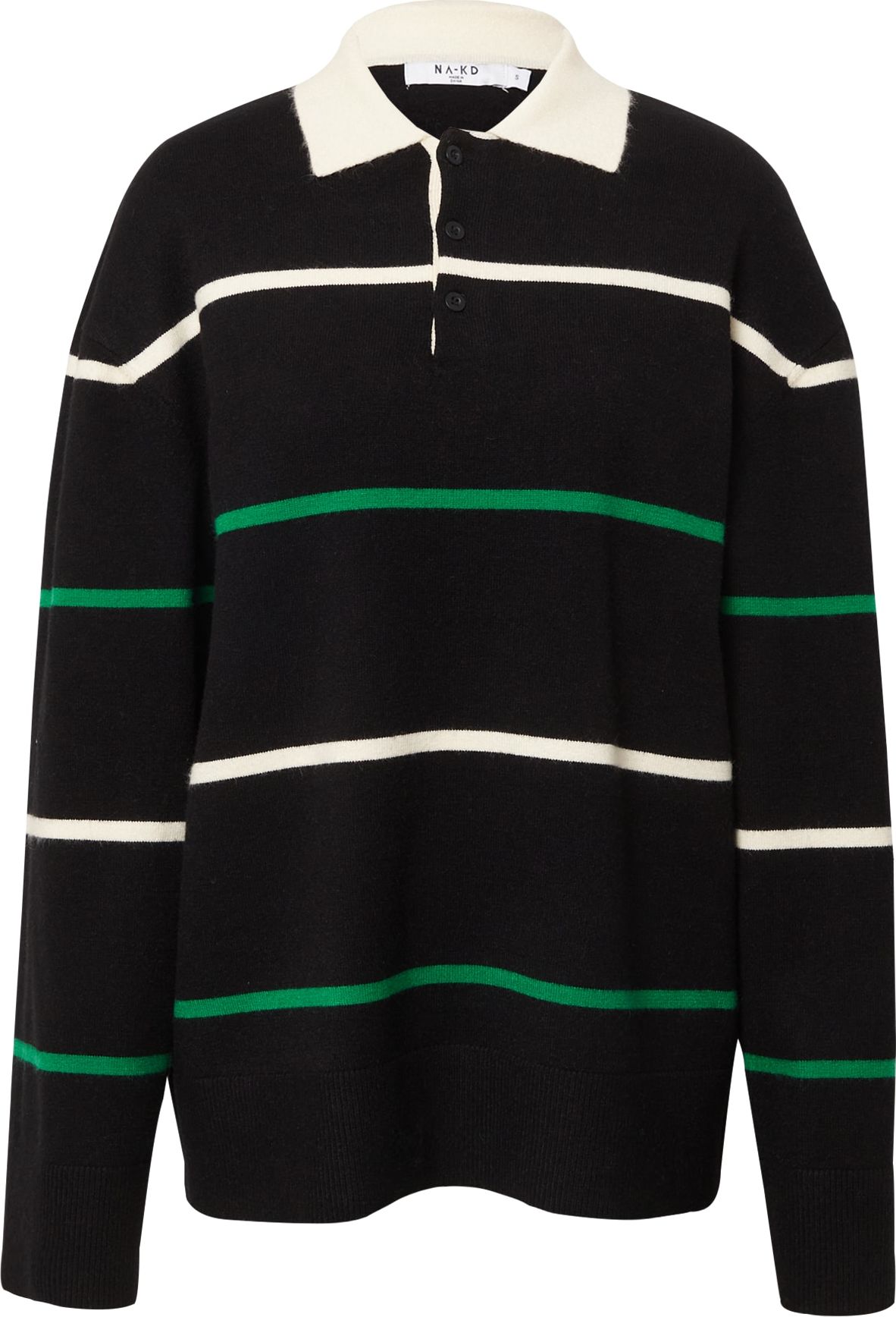 NA-KD Svetr krémová / limetková / černá