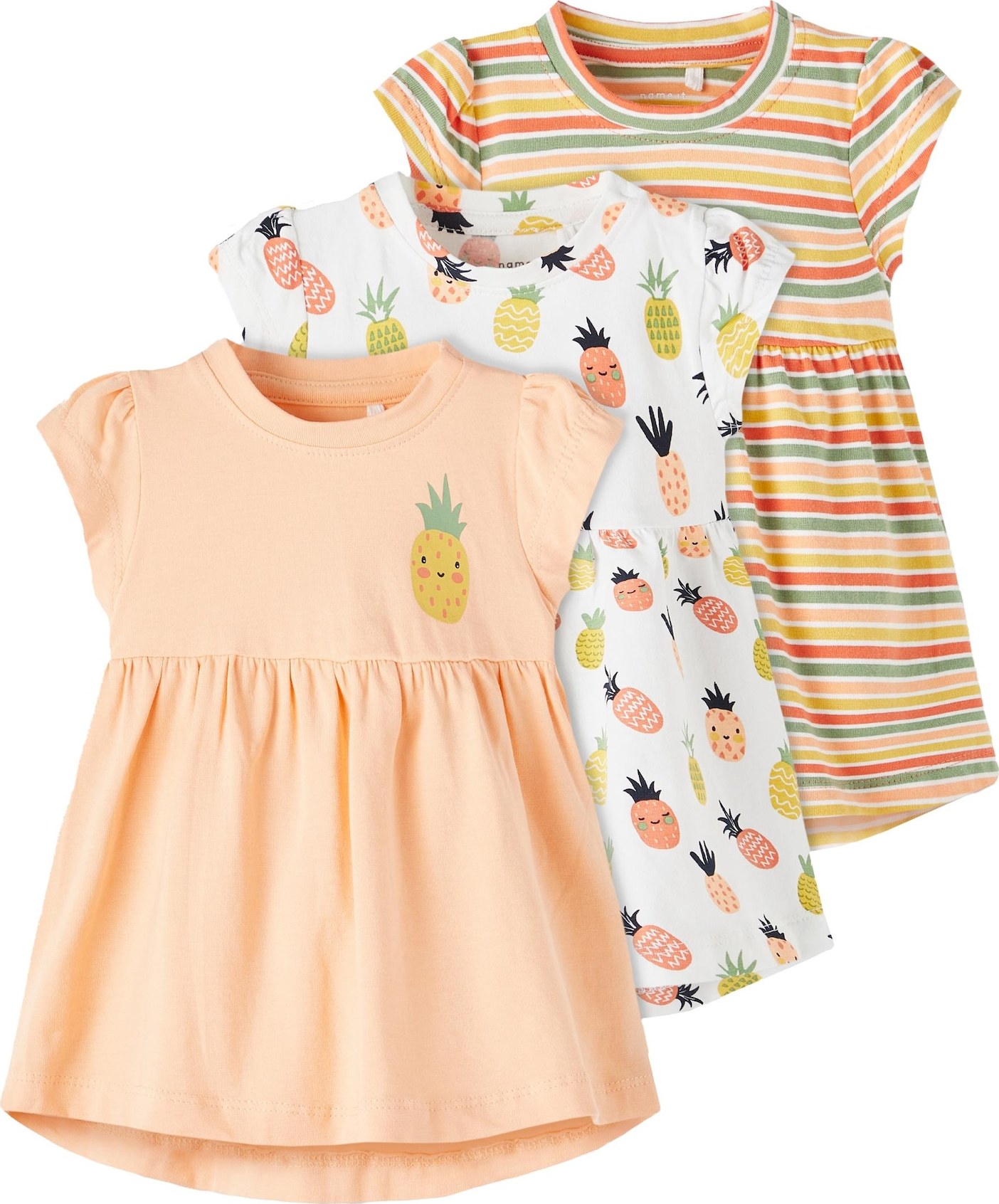 NAME IT Šaty 'FAHRA' hořčicová / korálová / broskvová / bílá