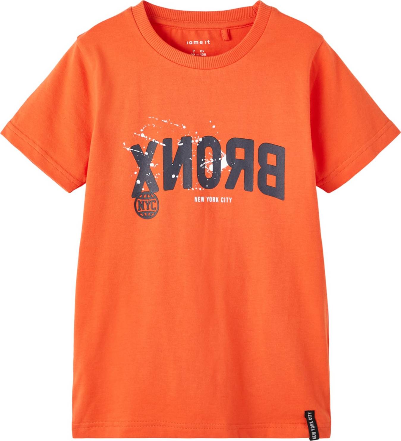 NAME IT Tričko 'Benjo' antracitová / oranžová / bílá