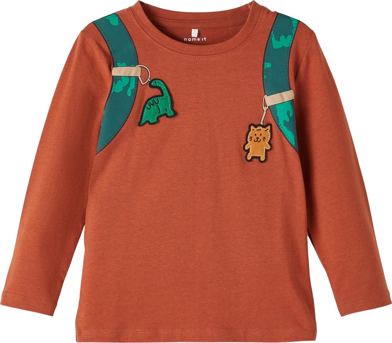 NAME IT Tričko 'Sander' rezavě hnědá / zelená / oranžová
