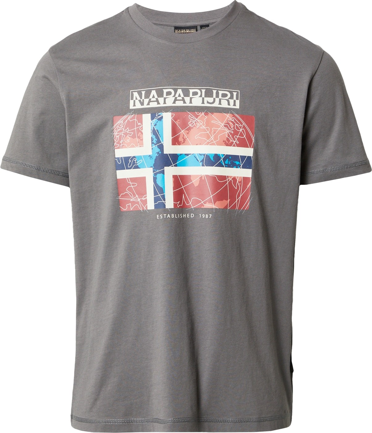 NAPAPIJRI Tričko 'GUIRO' modrá / šedá / červená