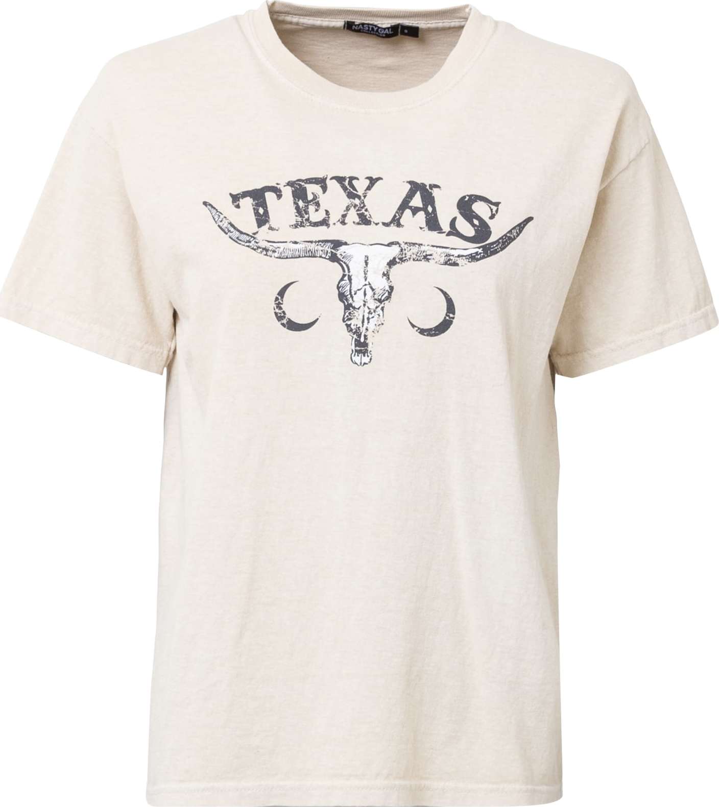 Nasty Gal Oversized tričko 'Texas' béžová / černá / bílá