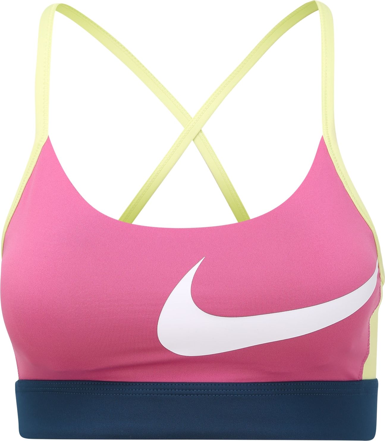 NIKE Sportovní podprsenka tmavě modrá / limetková / pink