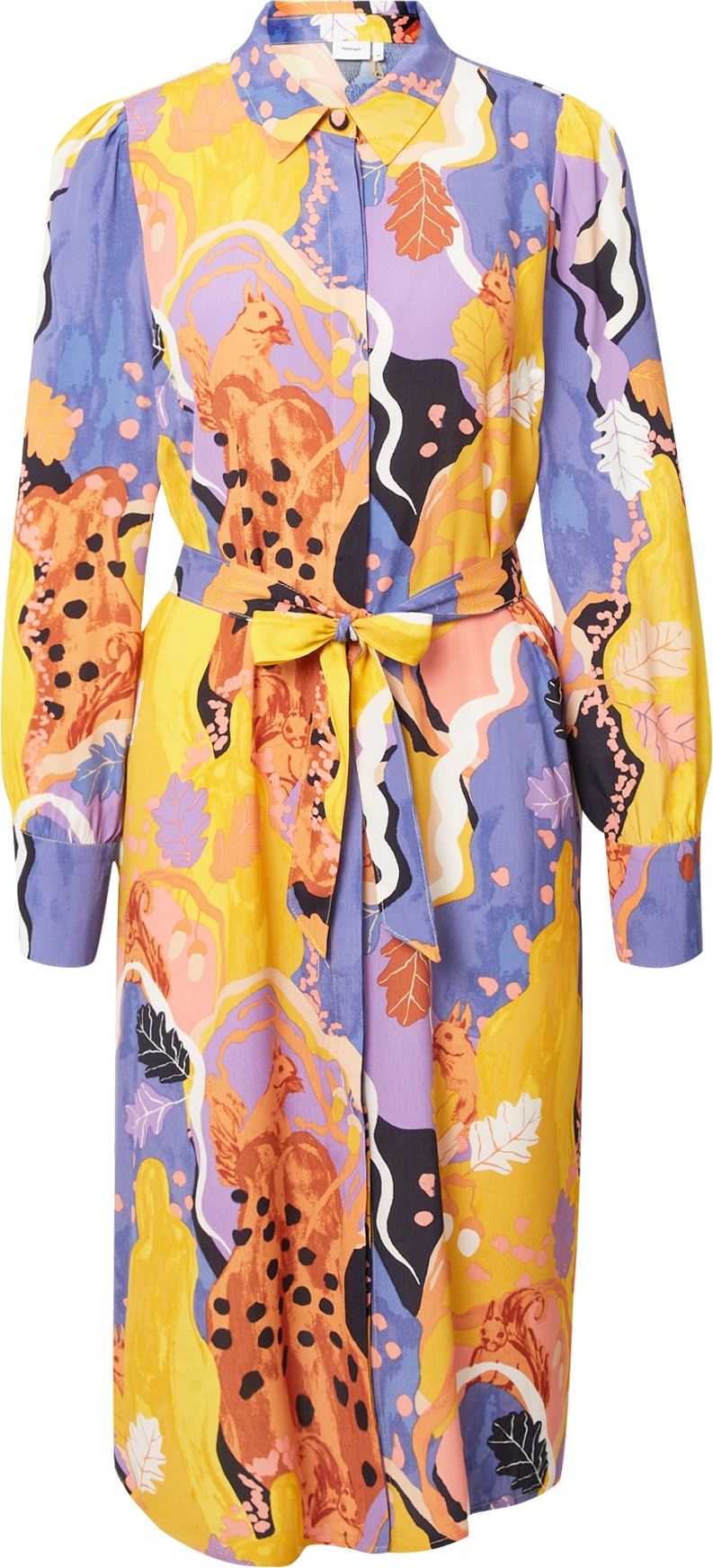 NÜMPH Košilové šaty 'NUKYLIE' světle fialová / oranžová / černá / bílá