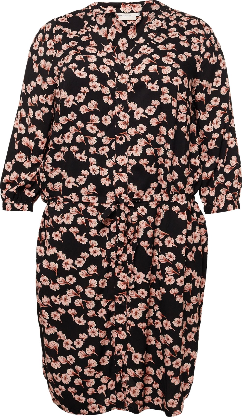 ONLY Carmakoma Košilové šaty hnědá / pastelově oranžová / černá