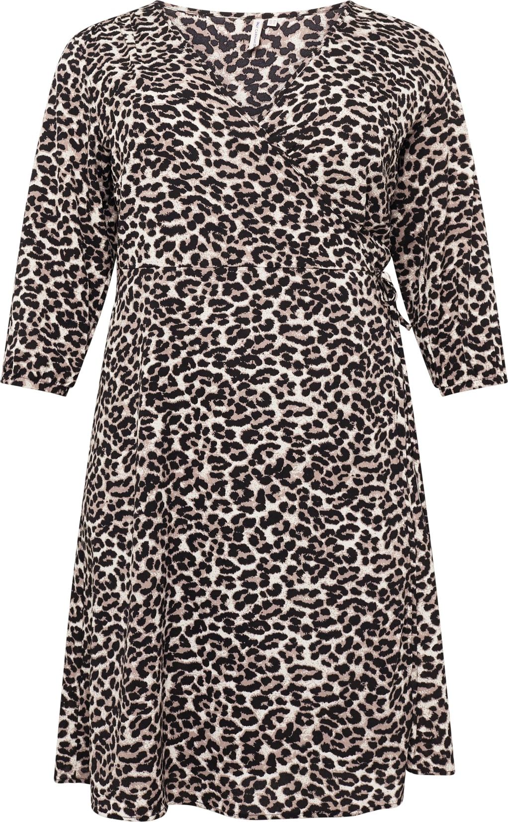 ONLY Carmakoma Šaty 'Luxmie' béžová / černá / bílá