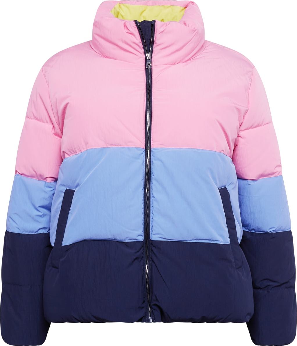 ONLY Carmakoma Zimní bunda 'DOLLY' námořnická modř / chladná modrá / pink