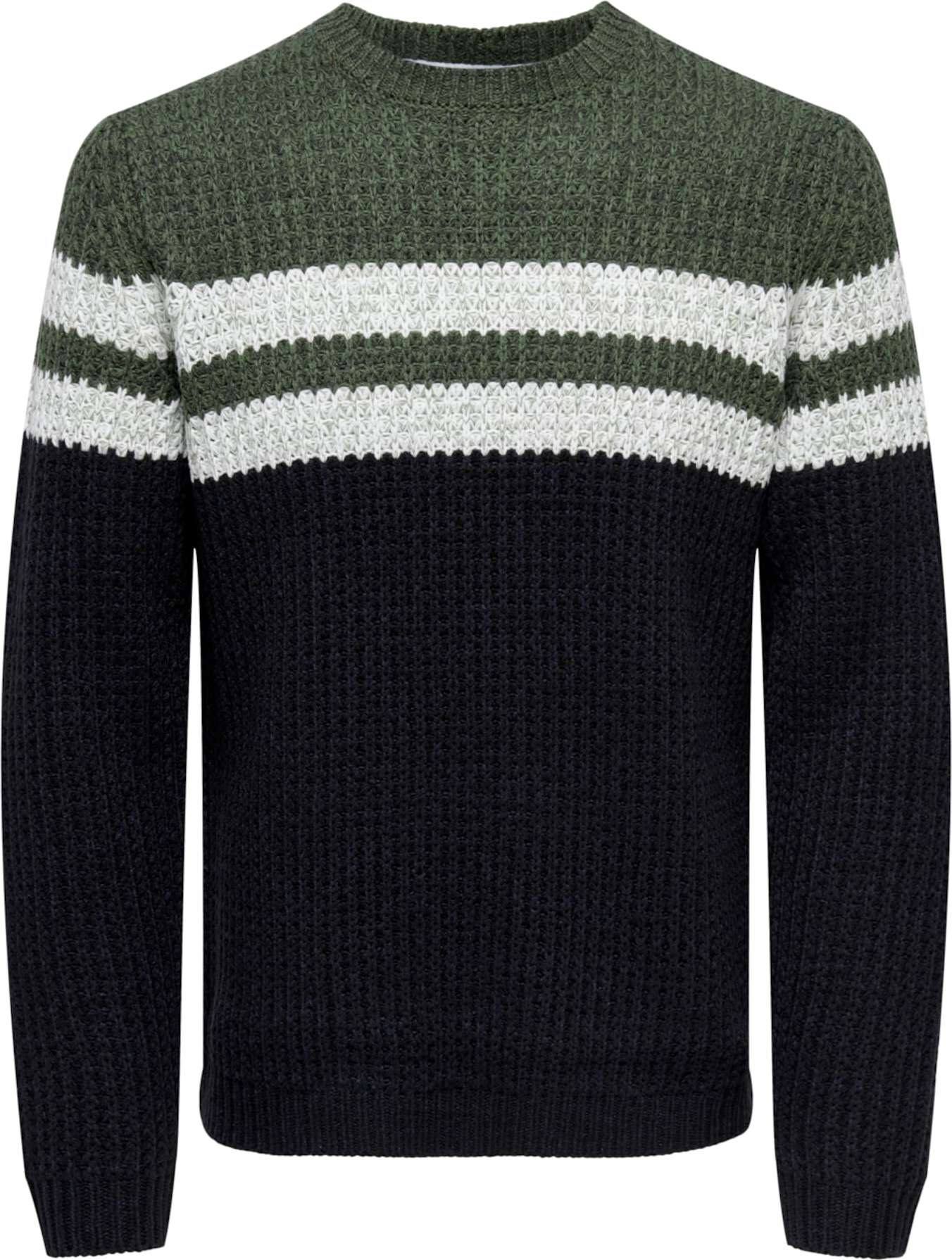 Only & Sons Svetr khaki / černá / bílá