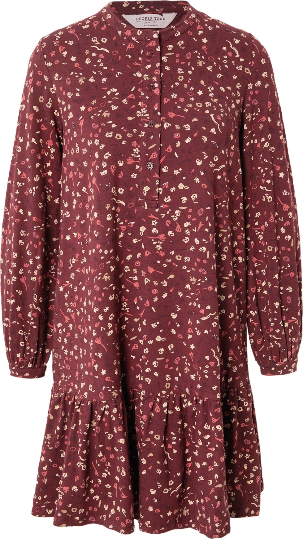 People Tree Košilové šaty 'Sahana' mix barev / burgundská červeň