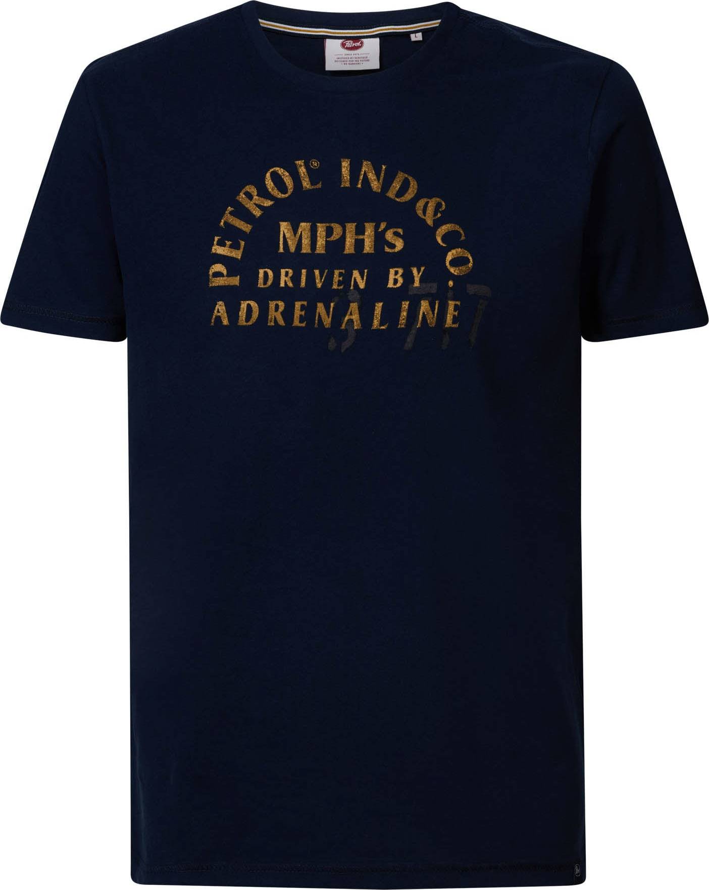 Petrol Industries Tričko námořnická modř / zlatě žlutá