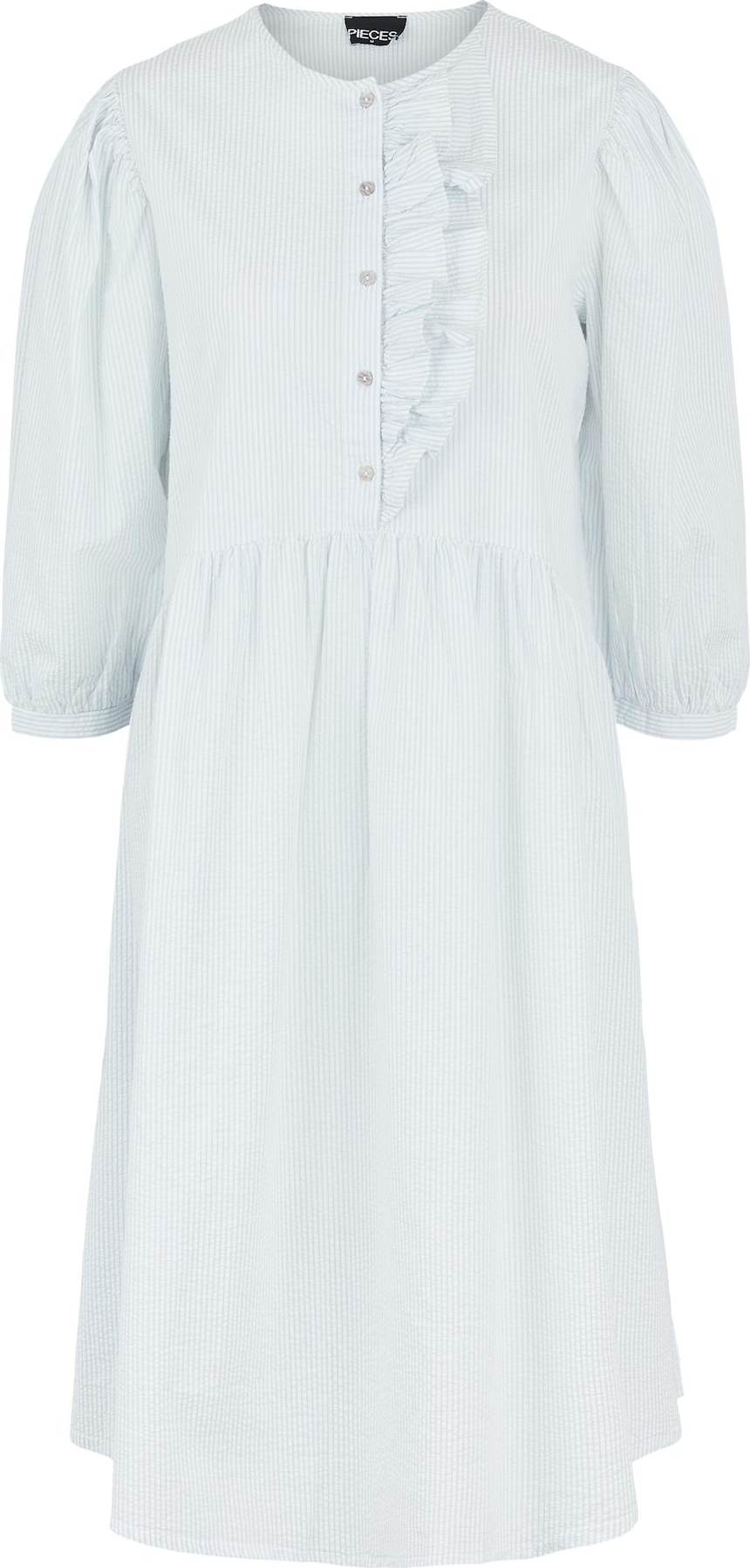 PIECES Košilové šaty 'Luca' světle šedá / bílá