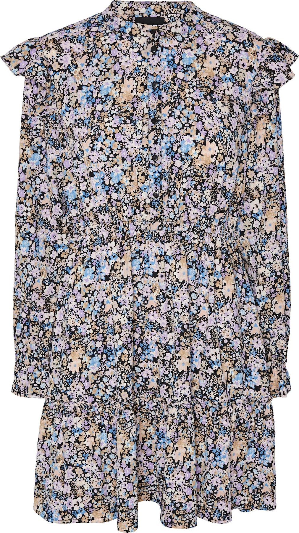 PIECES Košilové šaty 'Nirasi' nebeská modř / šeříková / meruňková / černá