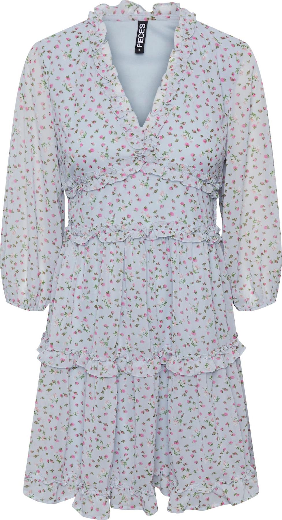 PIECES Šaty 'NANNA' světlemodrá / zelená / fuchsiová / růžová