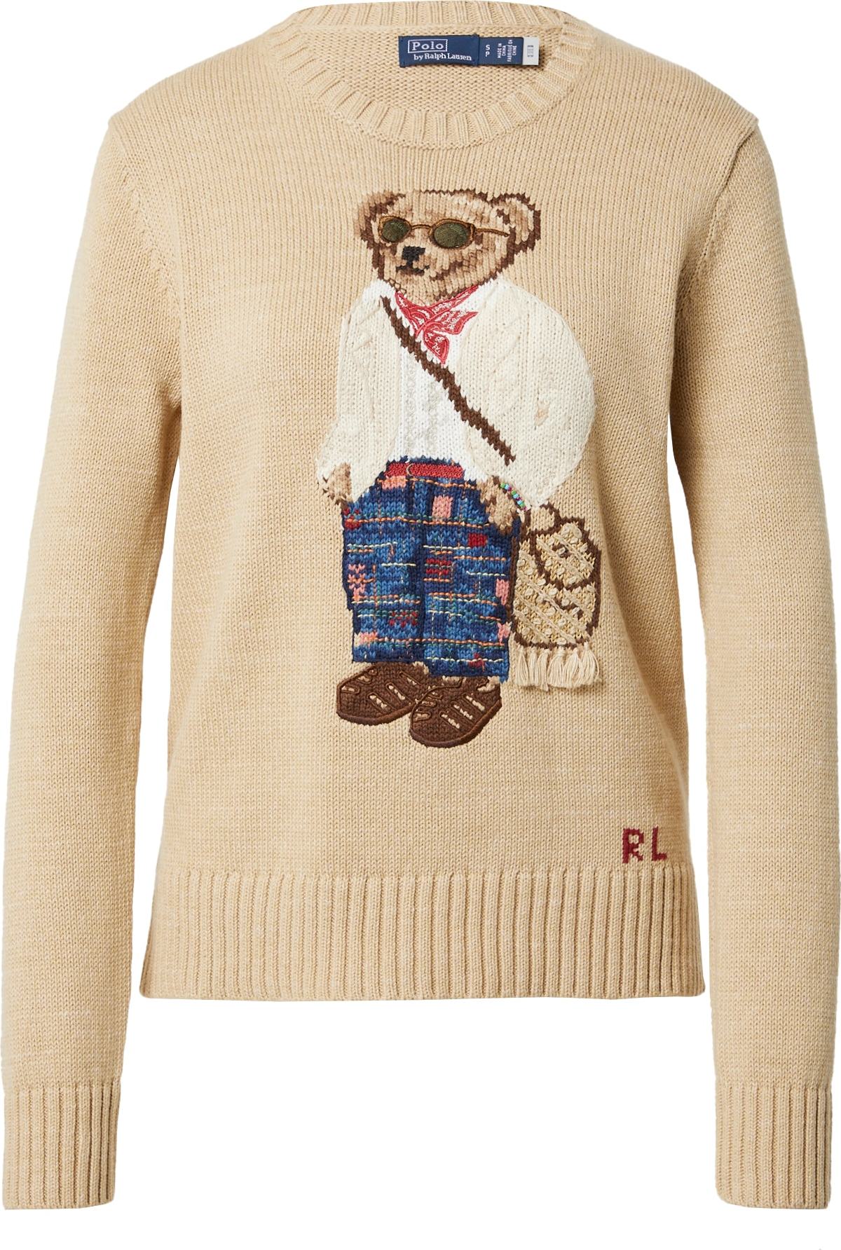 Polo Ralph Lauren Svetr 'MADRAS BEAR' béžová / mix barev