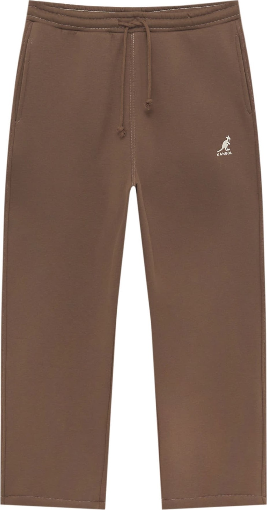 Pull&Bear Kalhoty čokoládová / bílá