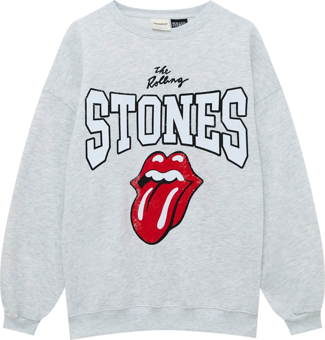 Pull&Bear Mikina světle šedá / červená / černá / bílá