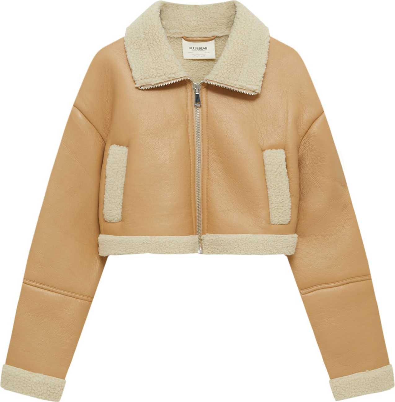 Pull&Bear Přechodná bunda krémová / písková