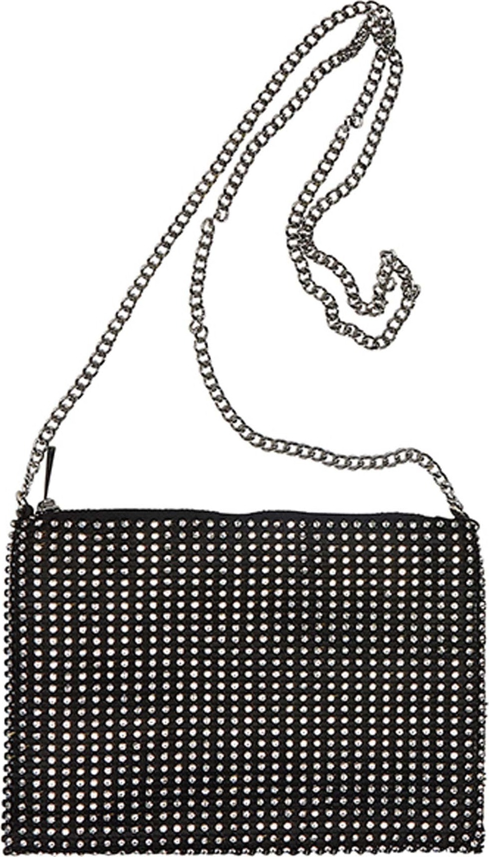 Pull&Bear Taška přes rameno černá / stříbrná