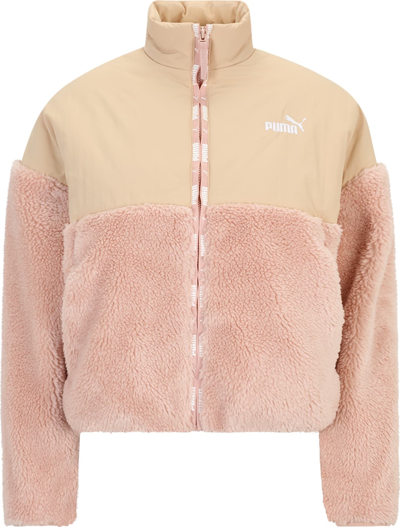 PUMA Sportovní bunda světle béžová / pastelově růžová / bílá