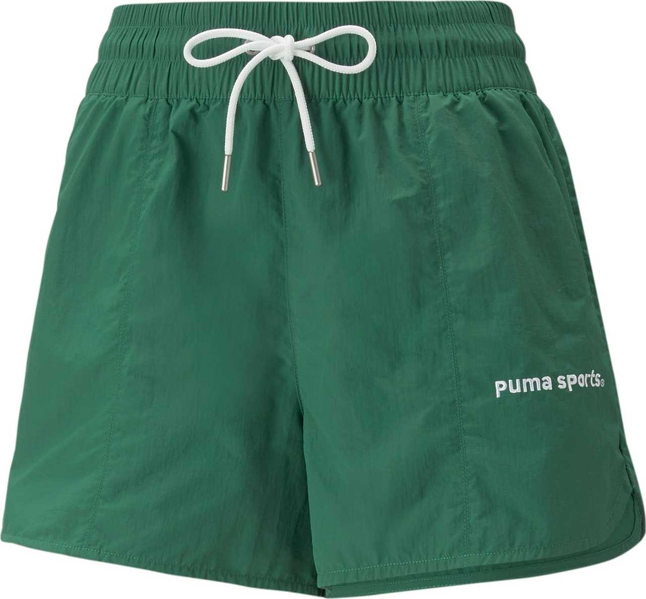 PUMA Sportovní kalhoty zelená / bílá