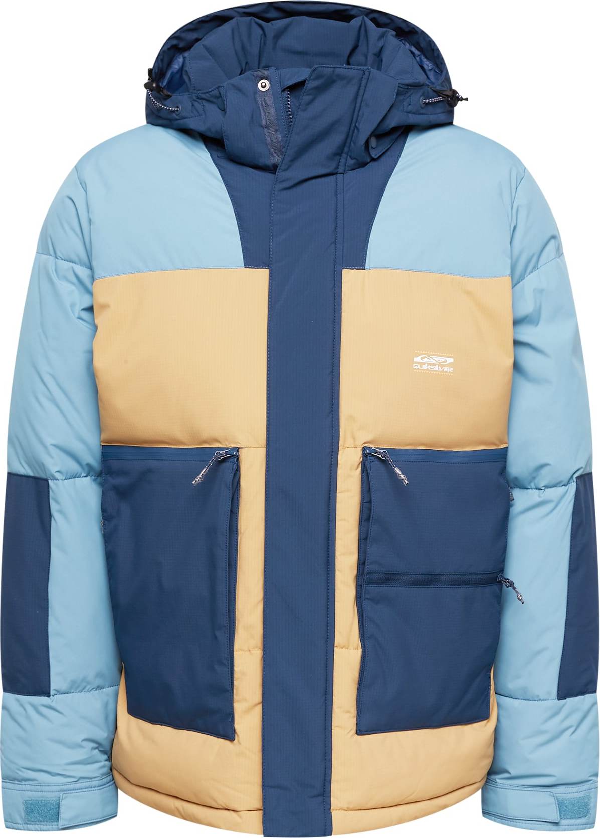 QUIKSILVER Outdoorová bunda písková / námořnická modř / světlemodrá / bílá