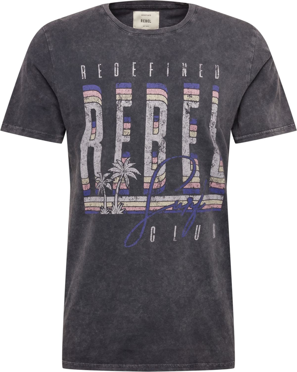 Redefined Rebel Tričko 'Ace' modrá / pastelově žlutá / světle šedá / pastelově růžová / černá