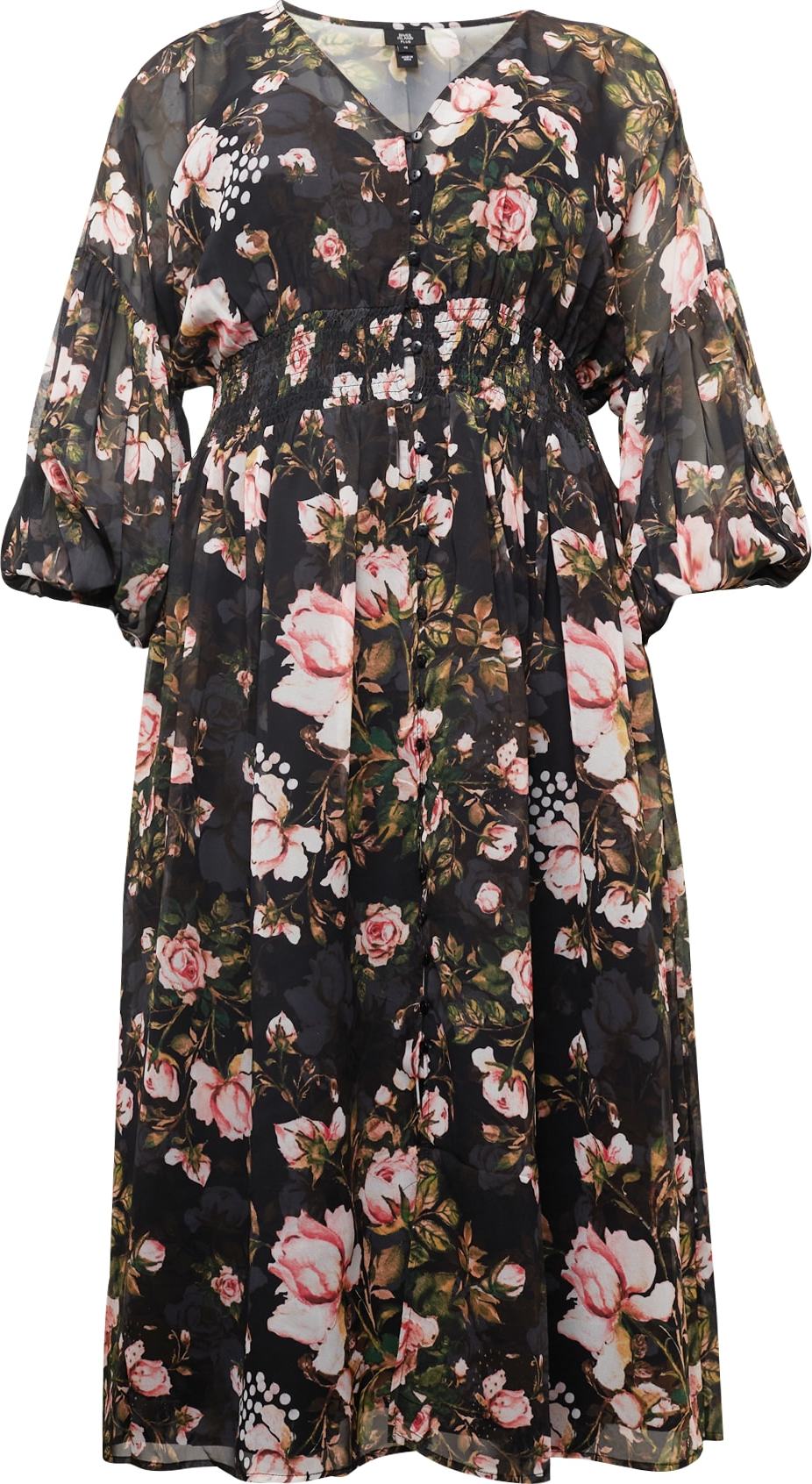 River Island Plus Šaty hnědá / khaki / růžová / černá