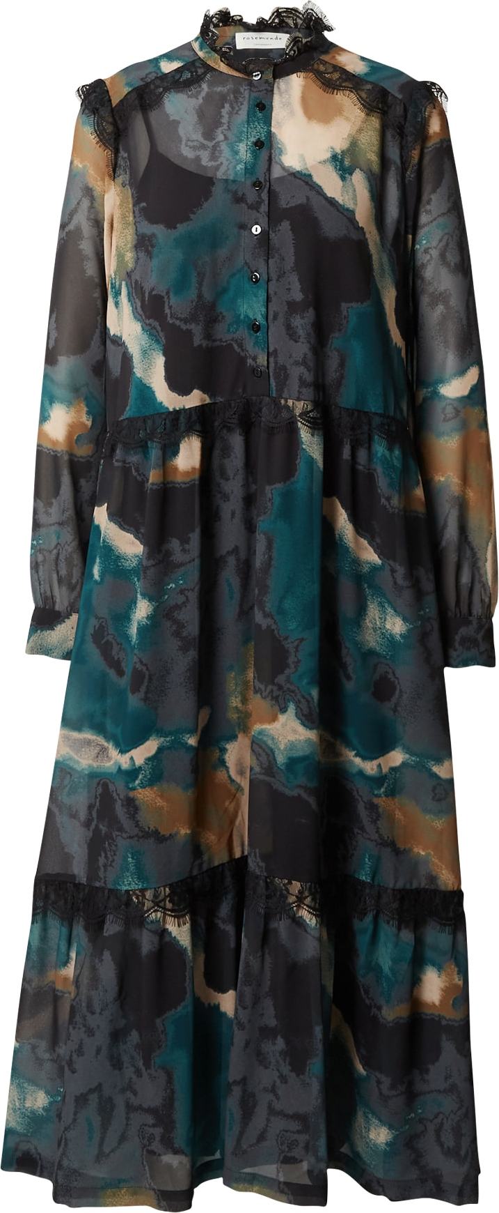 rosemunde Košilové šaty koňaková / tmavě šedá / petrolejová / černá