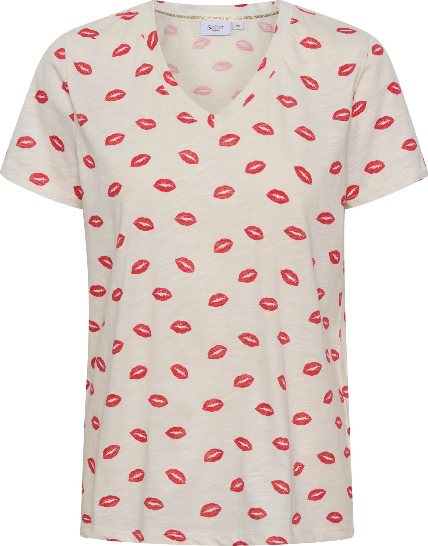 SAINT TROPEZ Tričko 'Tima' krvavě červená / bílý melír