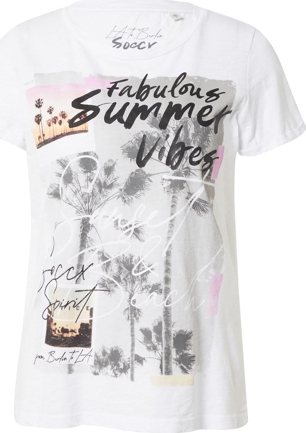 Soccx Tričko šedá / růžová / černá / bílá