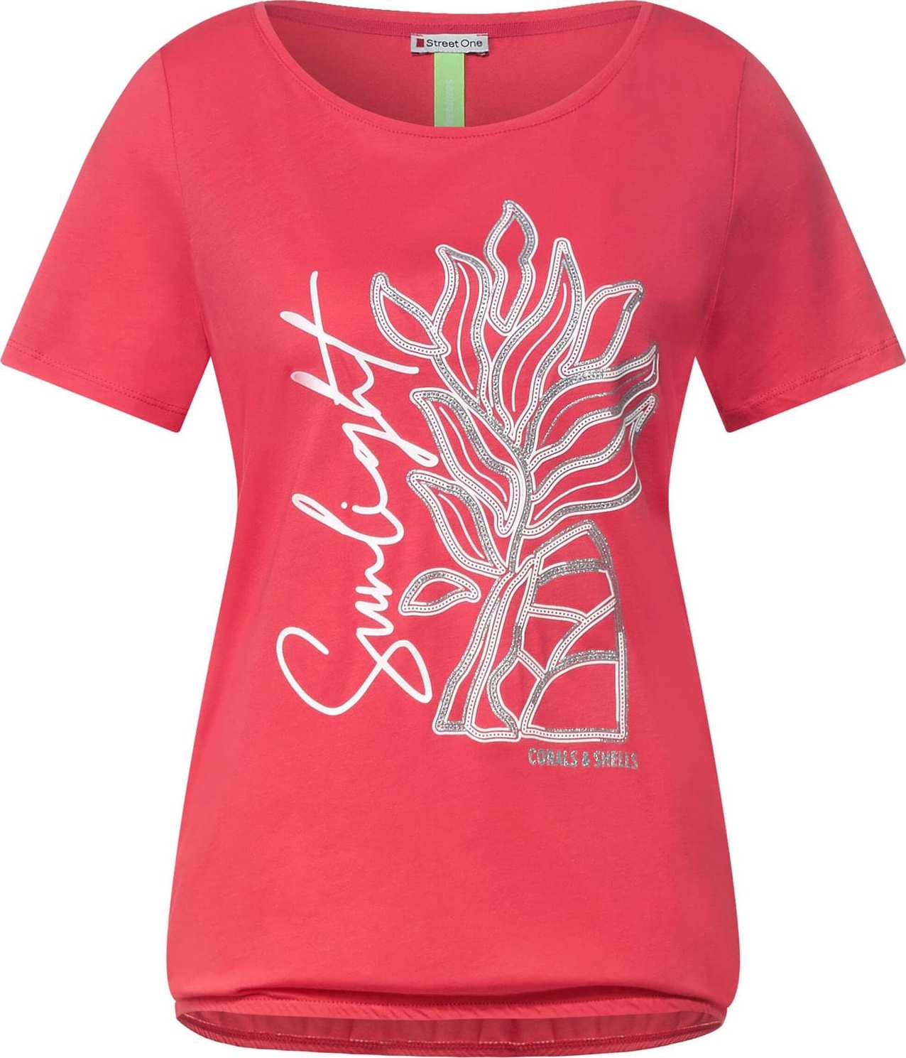 STREET ONE Tričko korálová / stříbrná / bílá