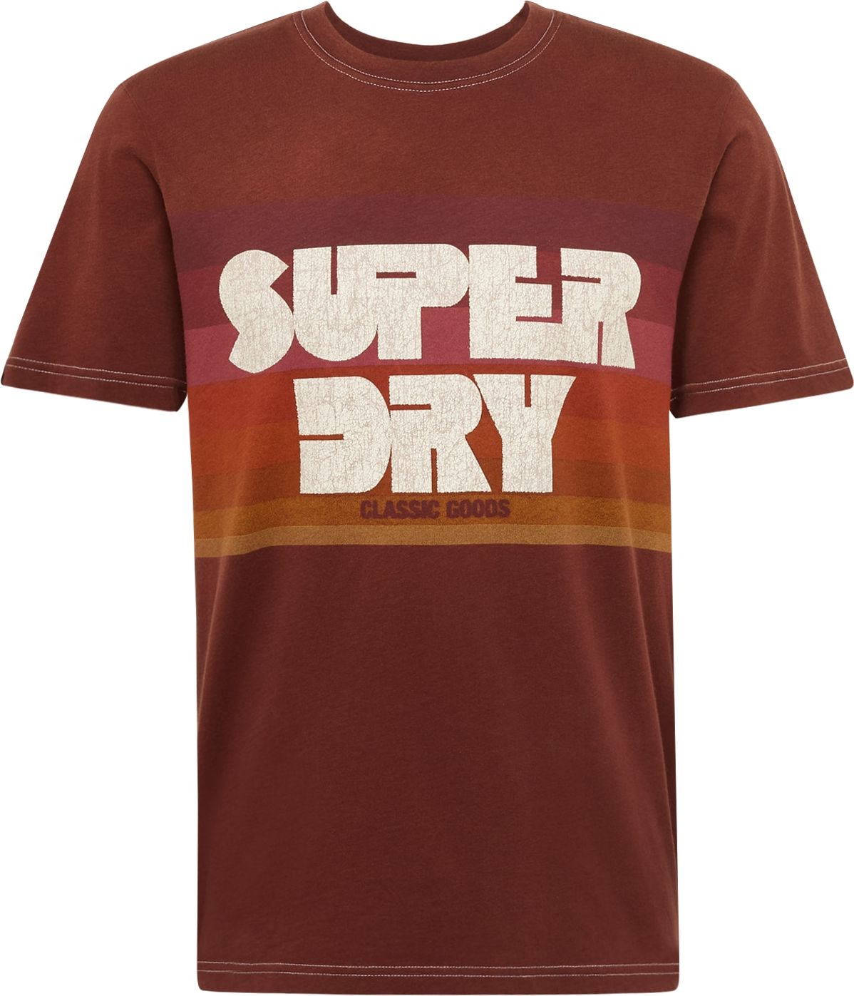 Superdry Tričko hnědá / rezavě hnědá / rezavě červená / bílá