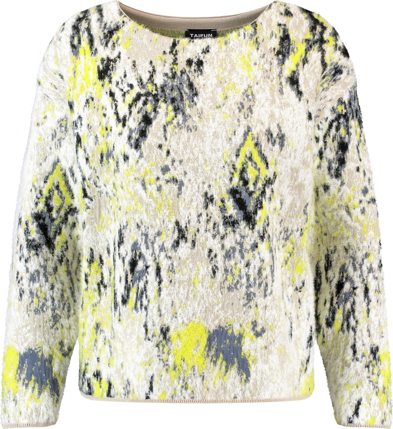 TAIFUN Svetr kouřově modrá / limone / černá / bílá