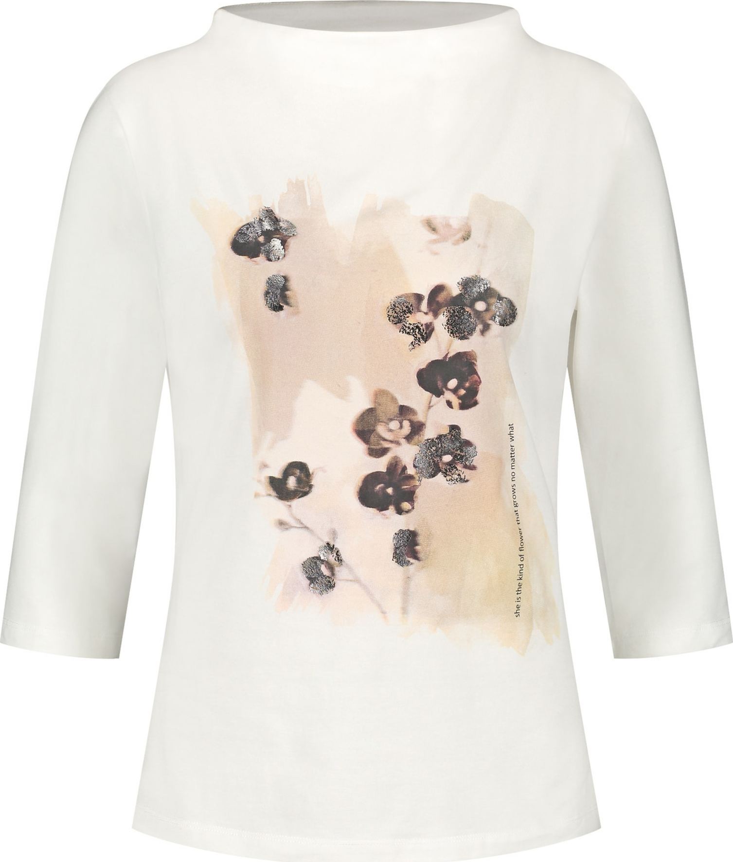 TAIFUN Tričko krémová / hnědá / antracitová / offwhite