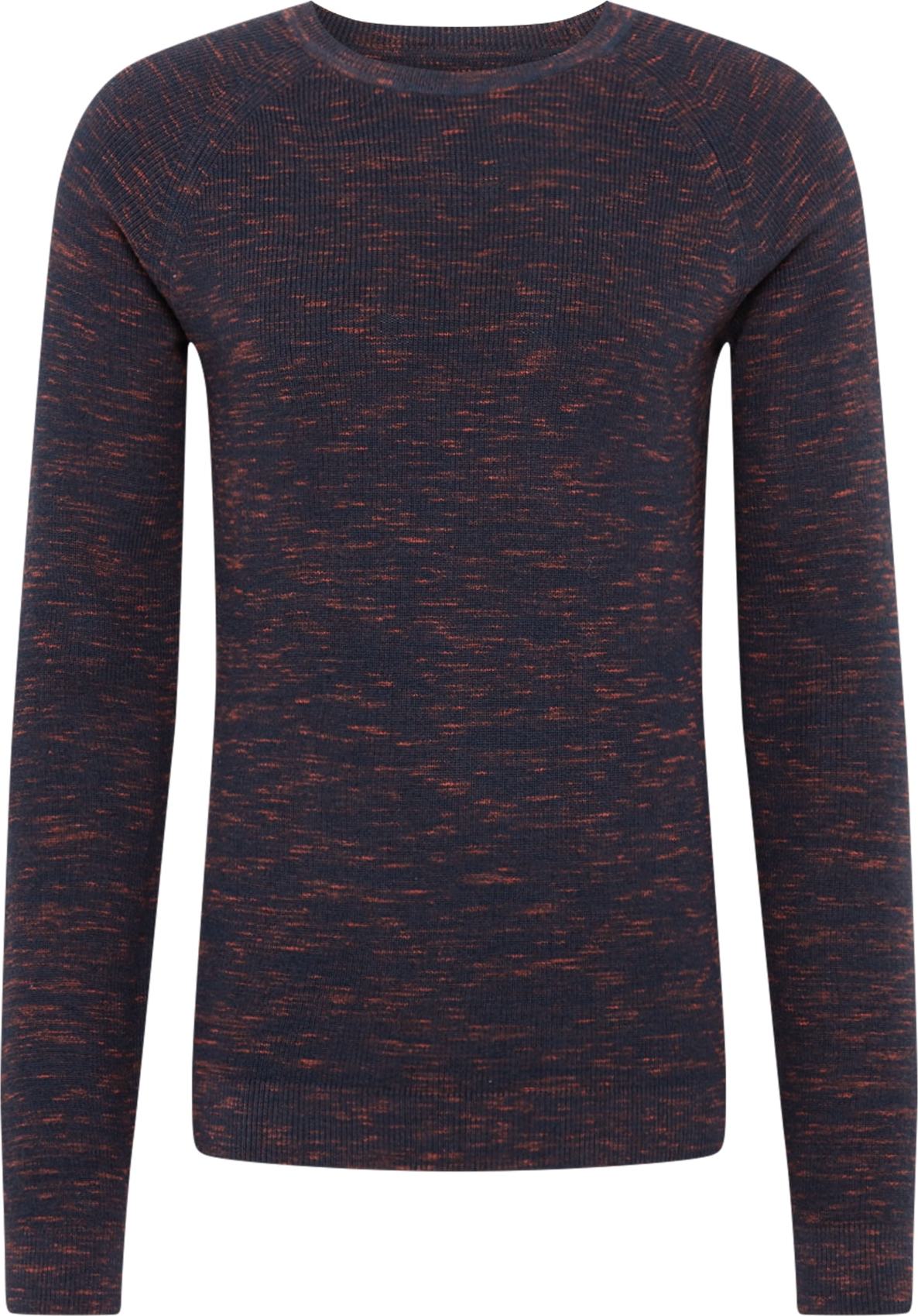 TOM TAILOR Svetr námořnická modř / oranžová