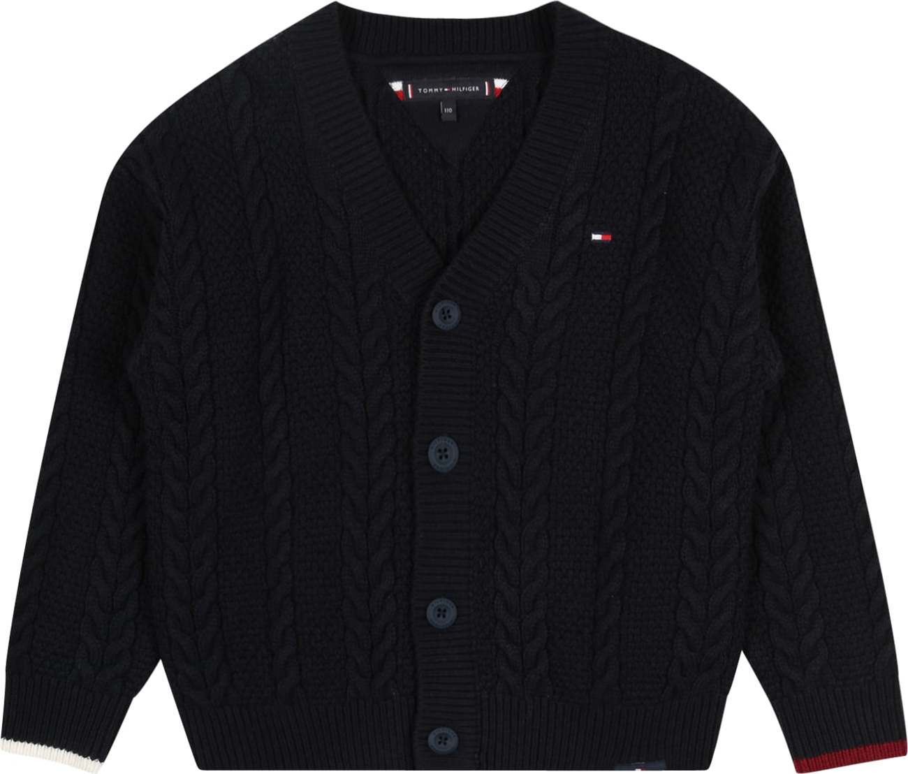 TOMMY HILFIGER Pletená bunda noční modrá / červená / bílá