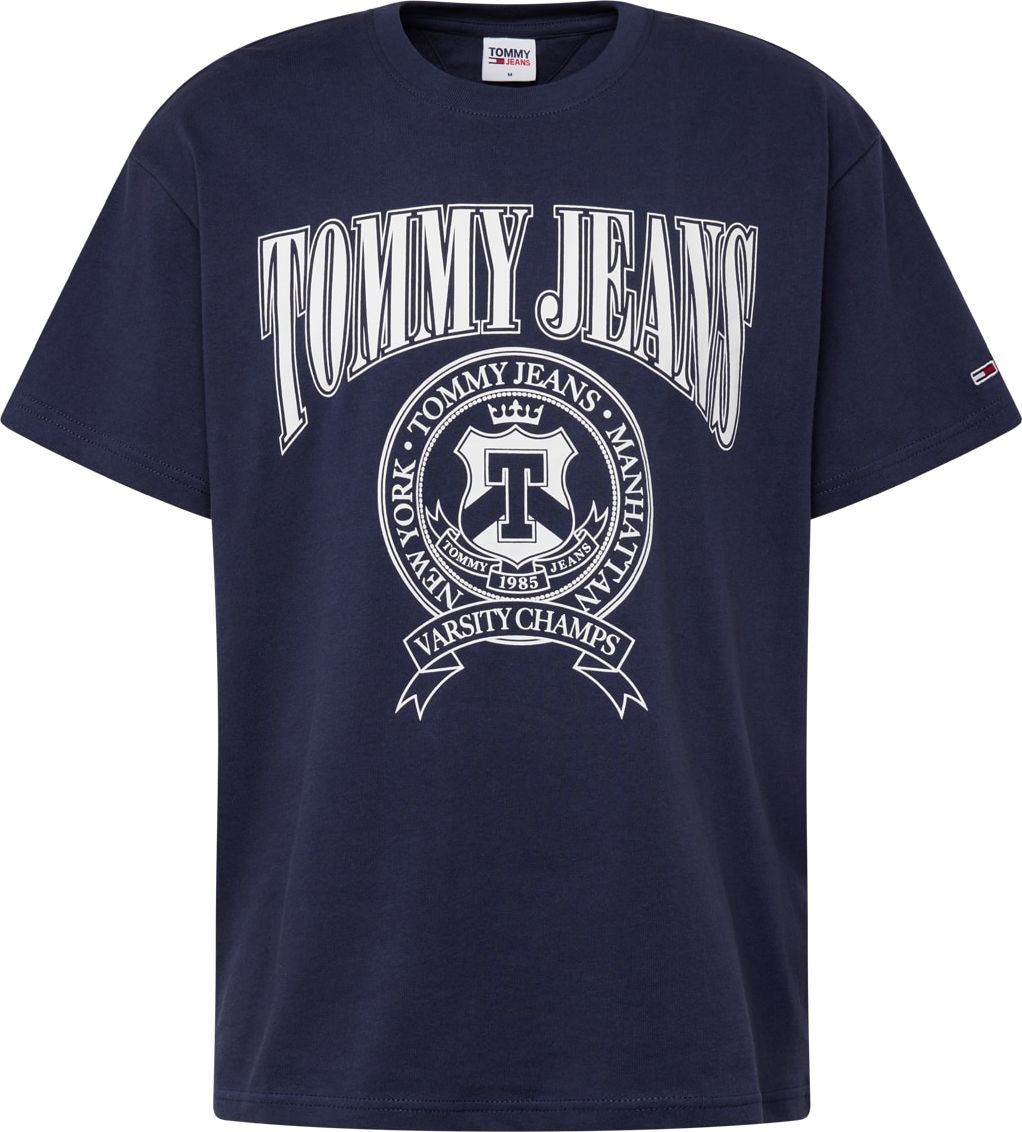 Tommy Jeans Tričko marine modrá / bílá