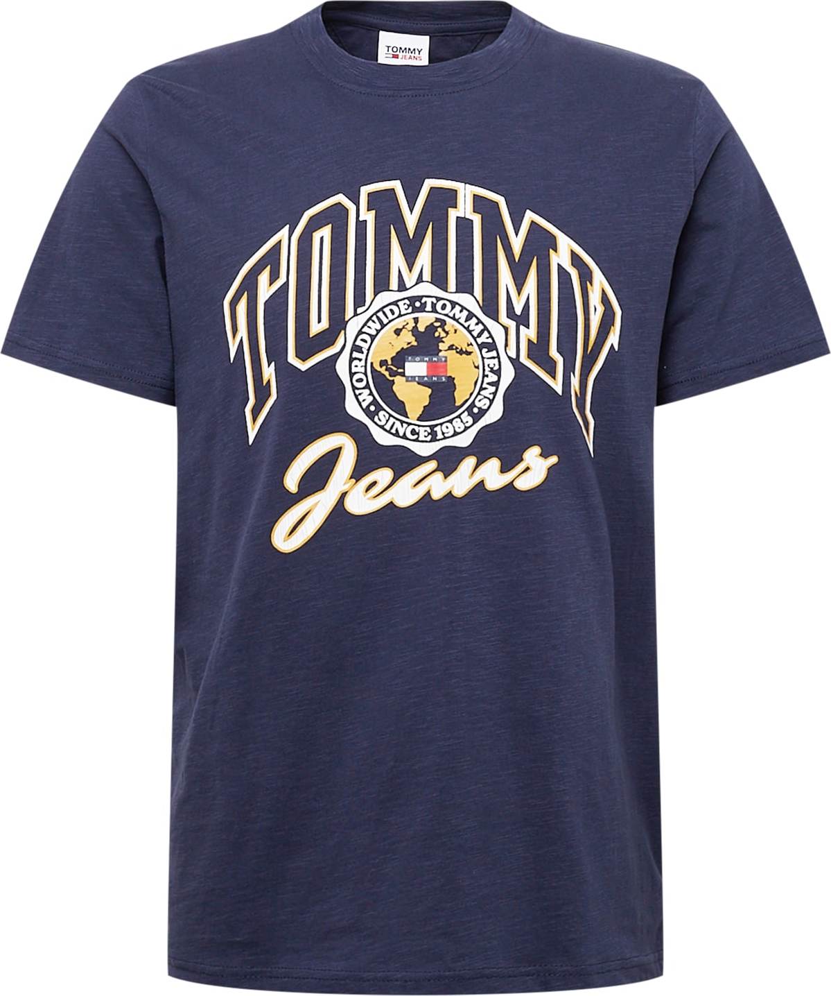 Tommy Jeans Tričko marine modrá / žlutá / offwhite