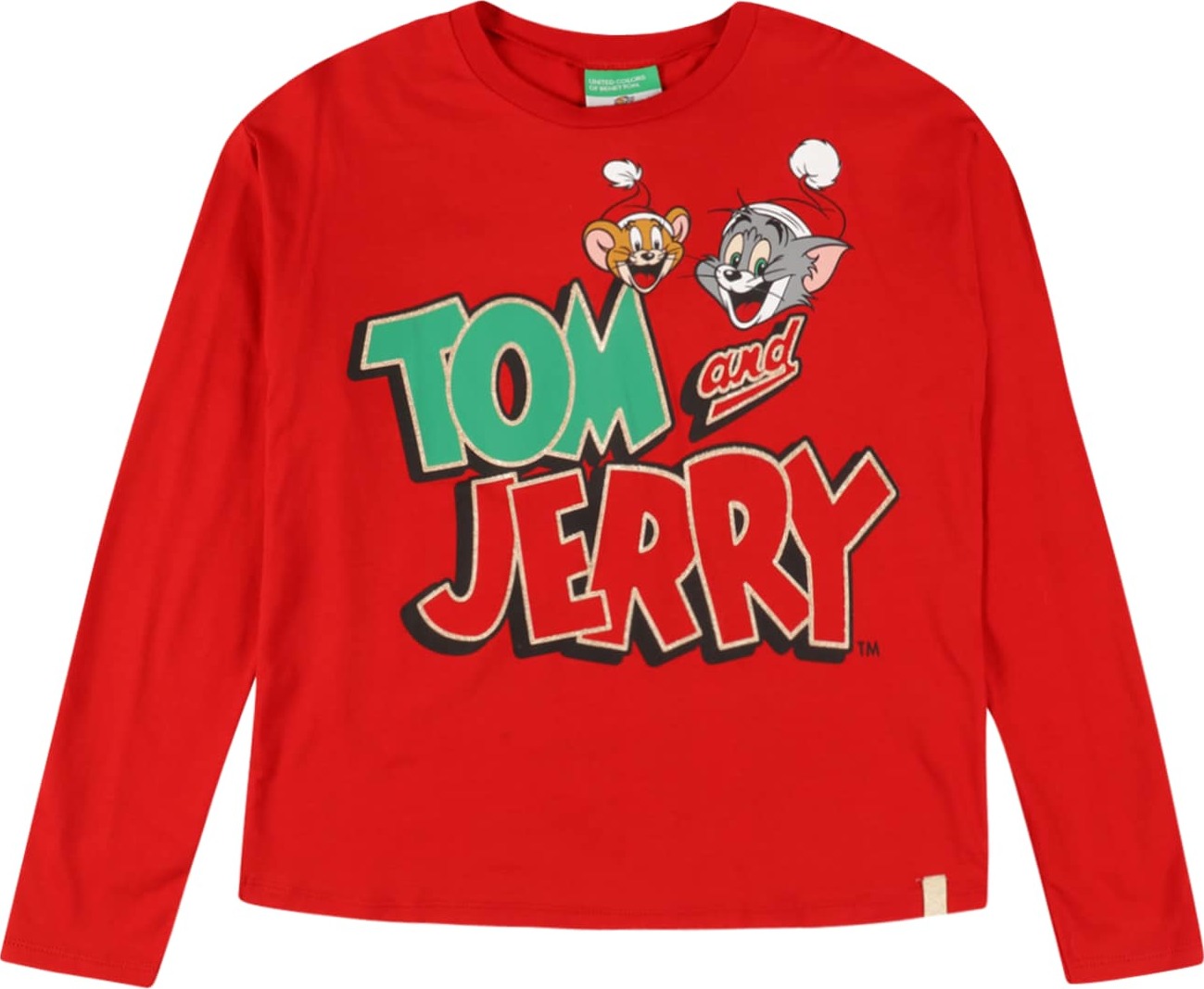 UNITED COLORS OF BENETTON Tričko nefritová / červená / černá / bílá