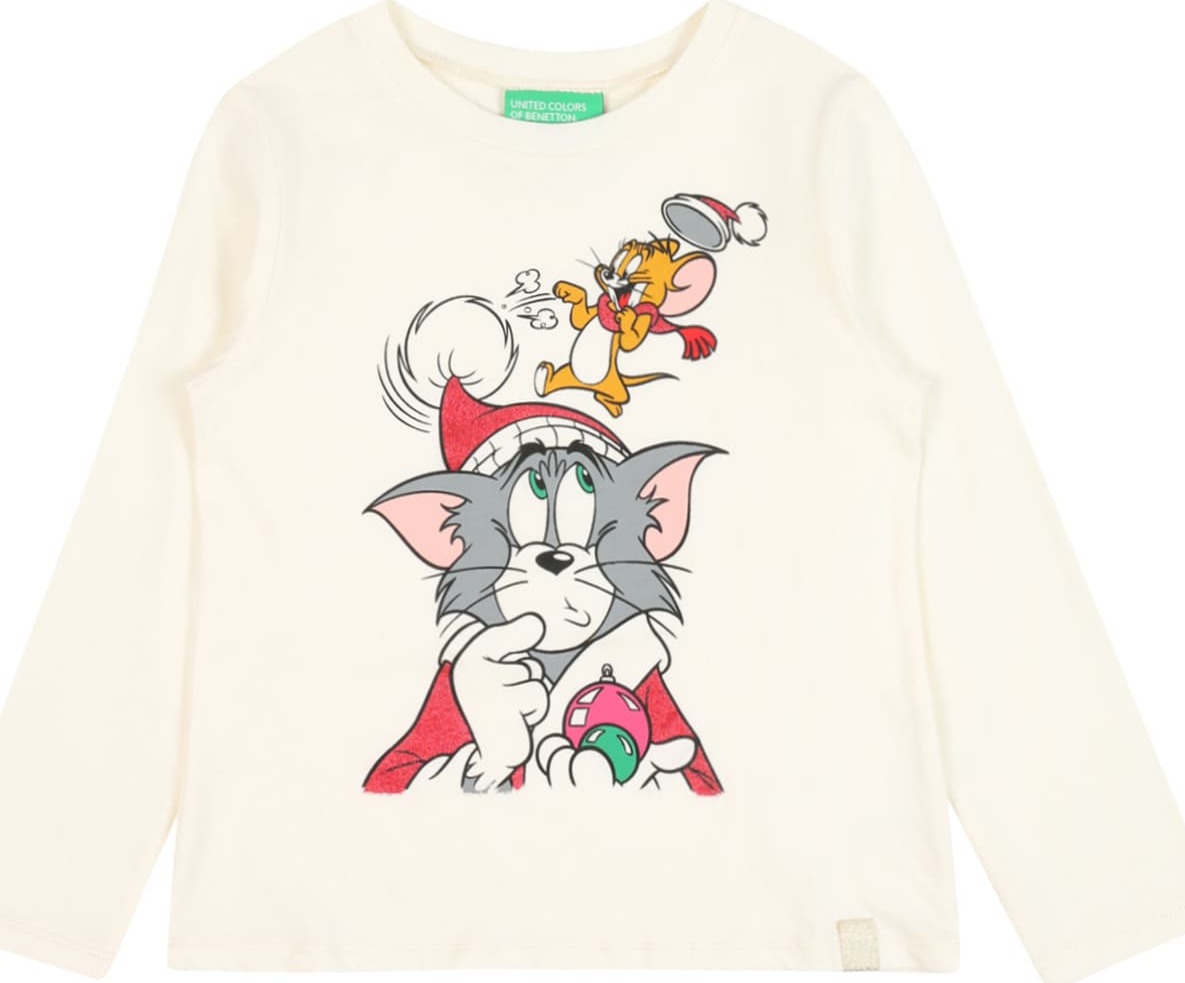 UNITED COLORS OF BENETTON Tričko šedá / oranžová / červená / offwhite