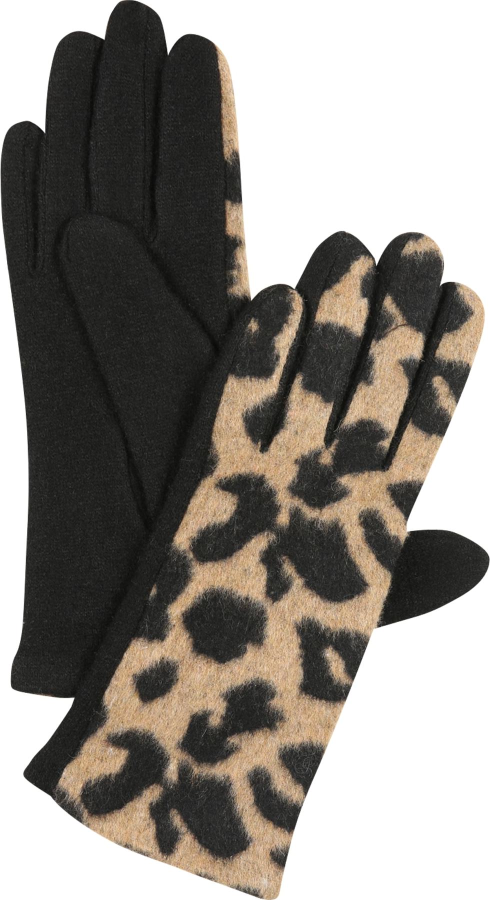 UNMADE Copenhagen Prstové rukavice 'KINGA' světle hnědá / černá